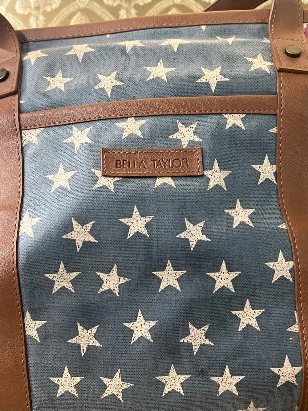 Bella Taylor Star & Chevron Tote Set in Blue, Red, White 3pc. Set NEW - Picture 5 of 12